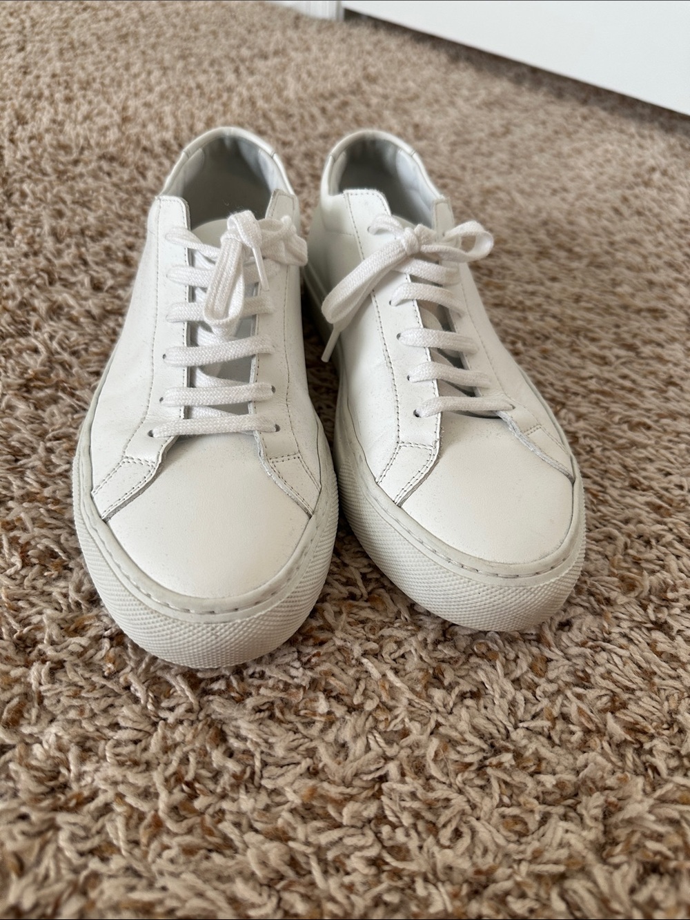 Common Projects White Leather Low-Top Sneakers Size 38 - Picture 6 of 8